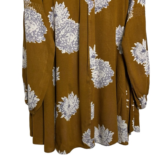 FREE PEOPLE Floral Oversized Swing Tunic Top M w/Pockets Brown Lilac White - Picture 6 of 9
